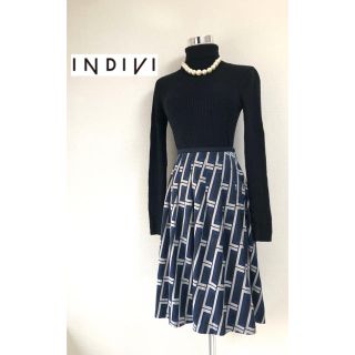 インディヴィ(INDIVI)の【インディヴィ】美品❁︎マルチカラーフレアスカート (ひざ丈スカート)