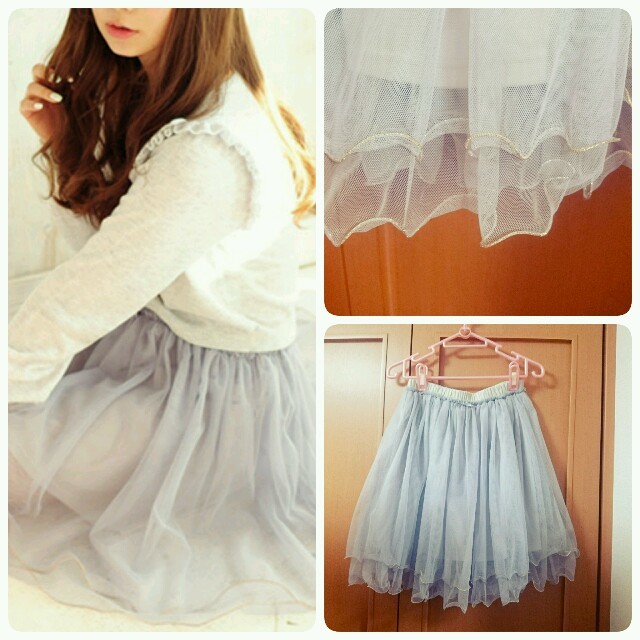 グリッターラインチュールスカート♡ レディースのスカート(ミニスカート)の商品写真