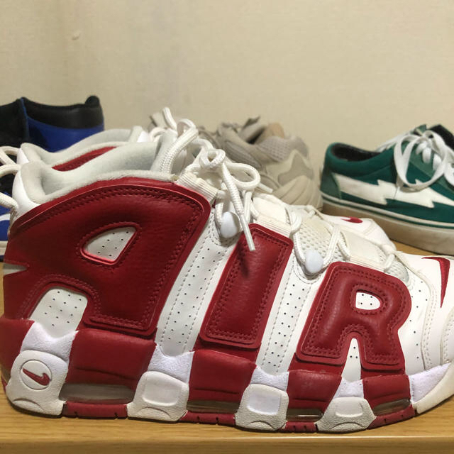 スニーカーNIKE AIR MORE UPTEMPO WHITE RED 28.5