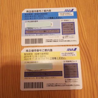 エーエヌエー(ゼンニッポンクウユ)(ANA(全日本空輸))のANA 株主優待券 二枚 2020年11月30日迄(その他)