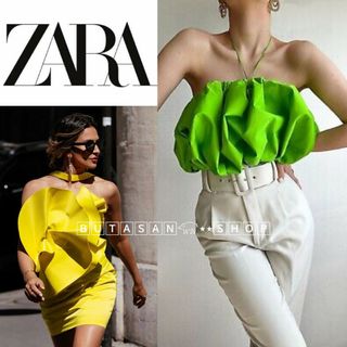 ザラ(ZARA)の限定品  ♡ クロップド かぼちゃ バルーン ベア ホルター チューブ トップ(ベアトップ/チューブトップ)