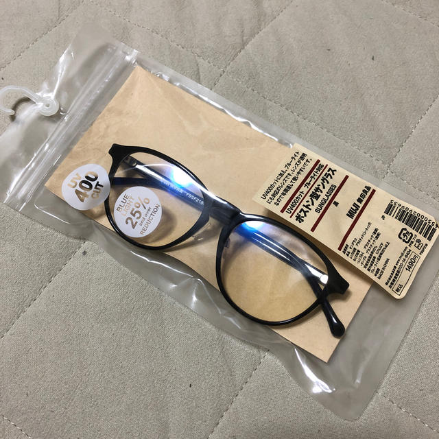 MUJI (無印良品)(ムジルシリョウヒン)のＵＶ４００カット　 ブルーライト対応ボストン型サングラス　黒  レディースのファッション小物(サングラス/メガネ)の商品写真