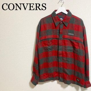 コンバース(CONVERSE)のコンバース チェックシャツ メンズL 赤 緑 長袖シャツ ネルシャツ ロゴ(シャツ)