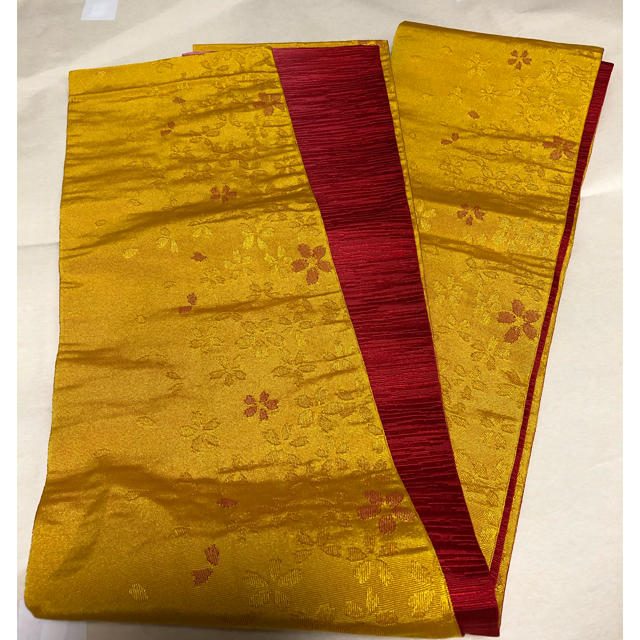 浴衣帯　半幅帯　黄色✖️赤 レディースの水着/浴衣(浴衣帯)の商品写真