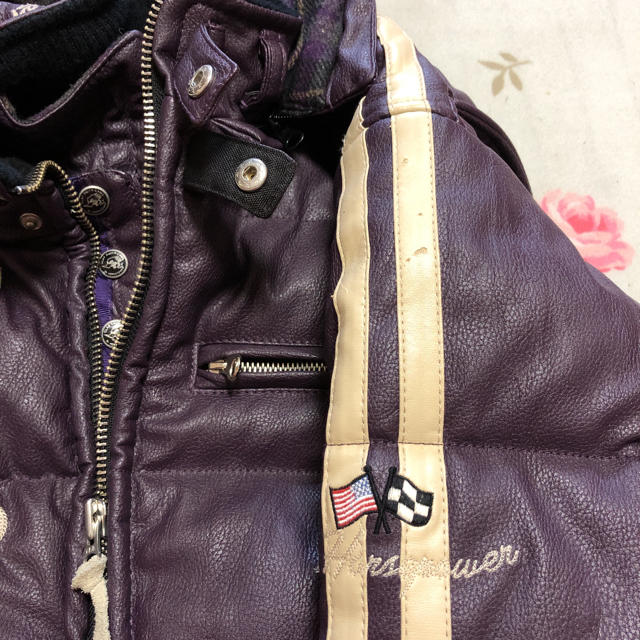 クレイスミス☆バイクライダースジャケットLLパープルウッドペッカー メンズのジャケット/アウター(ライダースジャケット)の商品写真