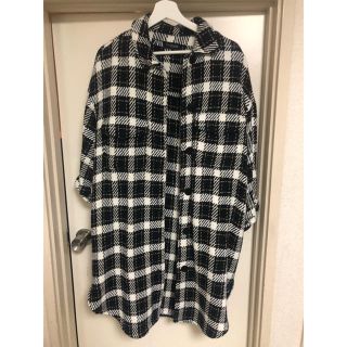 ザラ(ZARA)のzara   厚手 チェック ジャケット ロングシャツ(カーディガン)