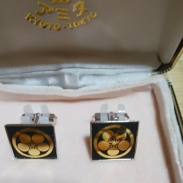 カフスボタン 家紋 象嵌 金 - カフリンクス