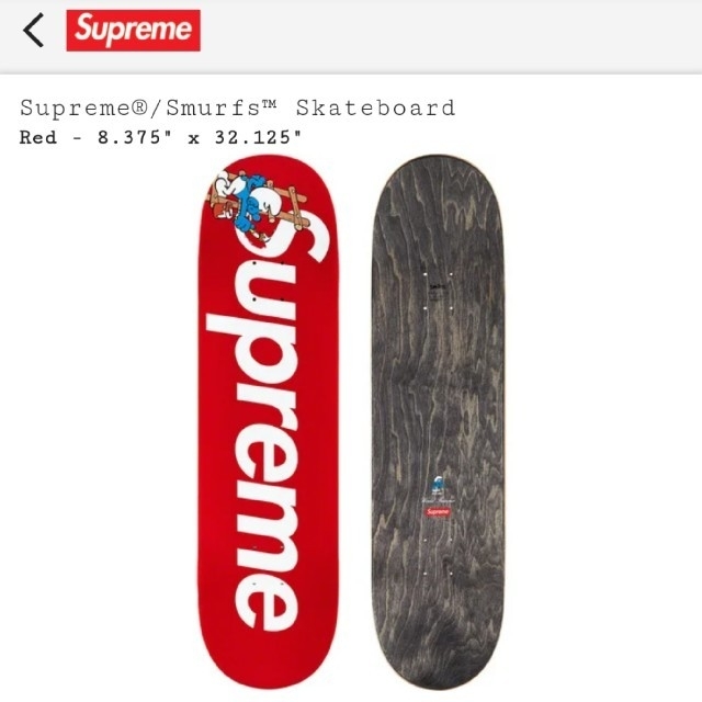 Supreme(シュプリーム)のSupreme Smurfs Skateboard red  赤 手元にある スポーツ/アウトドアのスポーツ/アウトドア その他(スケートボード)の商品写真