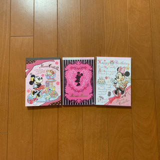 ミニーマウス(ミニーマウス)の新品☆ ディズニーミニーのメモ帳3冊セット(ノート/メモ帳/ふせん)