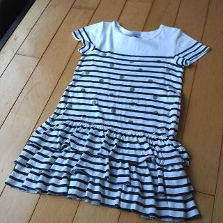 プチバトー(PETIT BATEAU)のプチバトー ドットボーダーワンピース 120cm 中古(ワンピース)