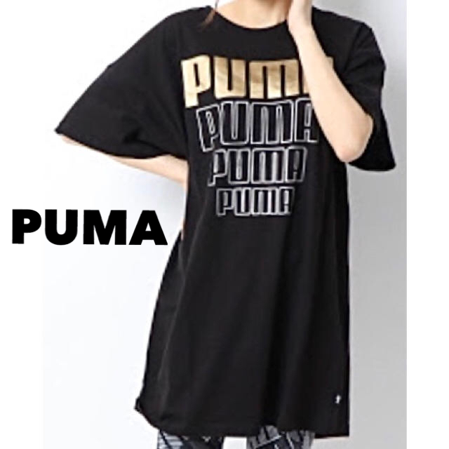 PUMA(プーマ)のプーマ ロゴ入り Tシャツ ワンピース ドレスワンピース　ブラック レディースのトップス(Tシャツ(半袖/袖なし))の商品写真