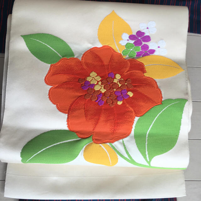 大人気定番商品 【名古屋帯】四角の中にカラフル模様 刺繍 - www