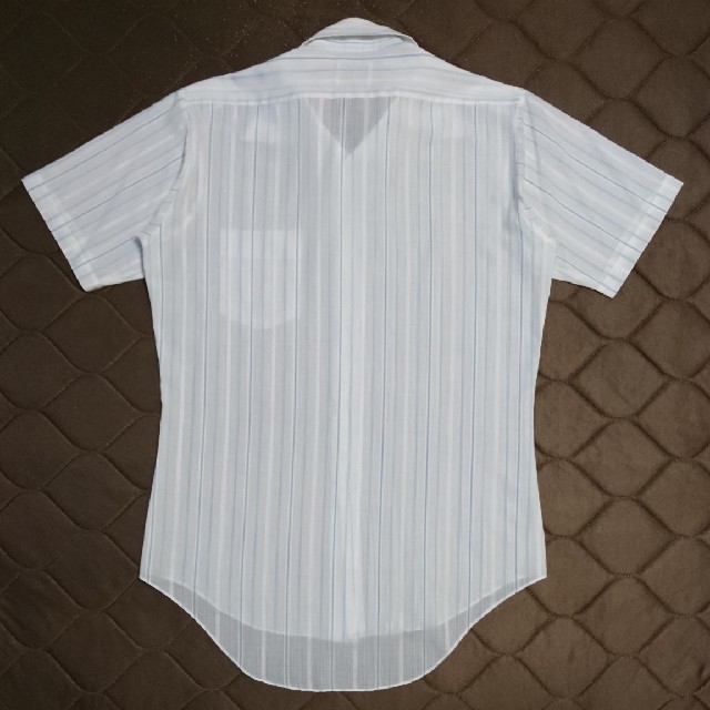 夏秋物☆LEMINGTON 半袖ワイシャツ Mサイズ？ 白 × 青ストライプ メンズのトップス(シャツ)の商品写真