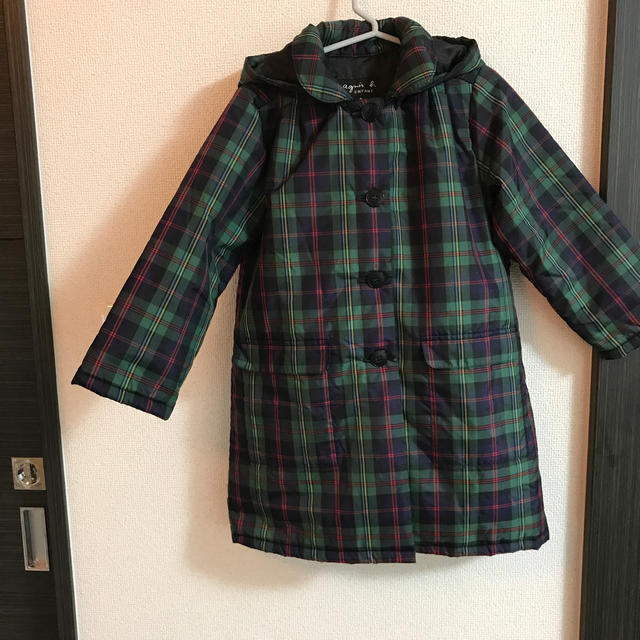 agnes b.(アニエスベー)のアニエスベーアンファン　ナイロンチェックコート　6ans キッズ/ベビー/マタニティのキッズ服男の子用(90cm~)(コート)の商品写真