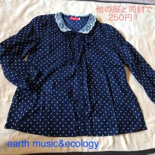 アースミュージックアンドエコロジー(earth music & ecology)の earth music&ecology  襟のフリルとリボンが可愛いブラウス(カットソー(長袖/七分))