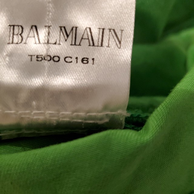 BALMAIN(バルマン)のBALMAIN バイカーデニム　国内正規品　蛇腹/希少カラーグリーン メンズのパンツ(デニム/ジーンズ)の商品写真