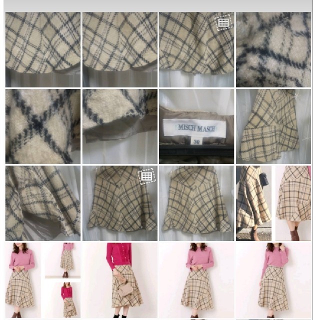 MISCH MASCH(ミッシュマッシュ)の未着用ミッシュマッシュチェック切り替えミディースカート レディースのスカート(ひざ丈スカート)の商品写真