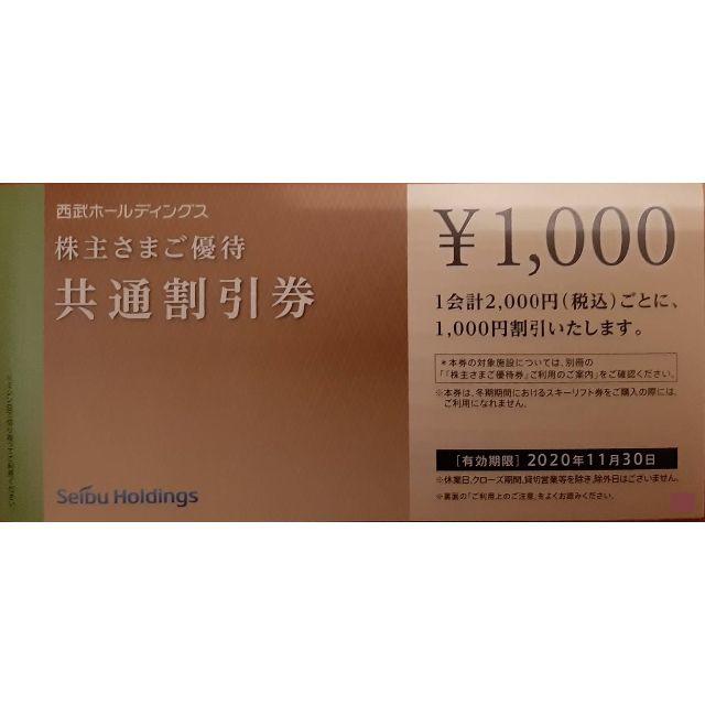 西武ホールディングス株主優待 共通割引券10枚 有効期限2020年11月30日