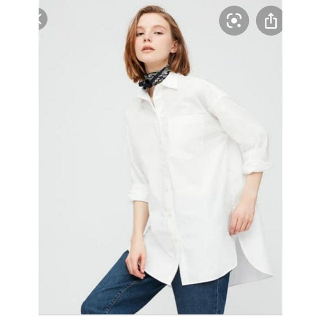 UNIQLO(ユニクロ)のユニクロ　エクストラファインコットンオーバーサイズロングシャツS新品 レディースのトップス(シャツ/ブラウス(長袖/七分))の商品写真