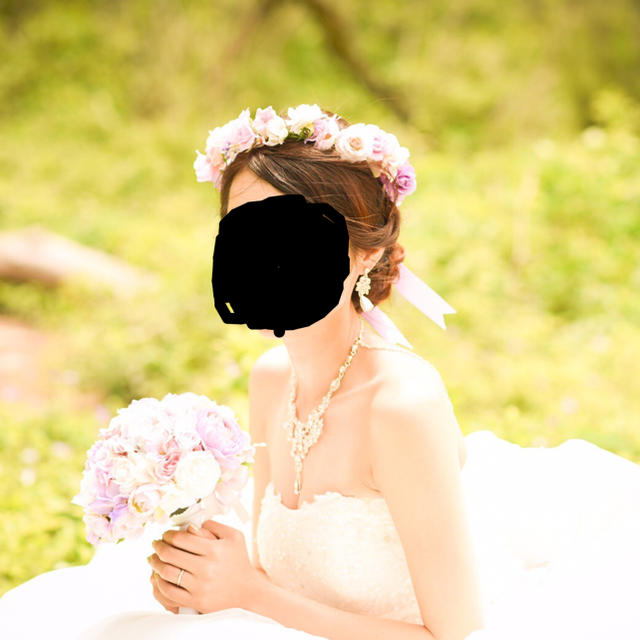 ウエディング 結婚式 花冠 ブーケ ブートニア サッシュベルト - ブーケ