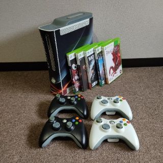 エックスボックス360(Xbox360)の【送料無料】Xbox360本体60GB　コントローラ4個付　ディアブロ等ソフト付(家庭用ゲーム機本体)