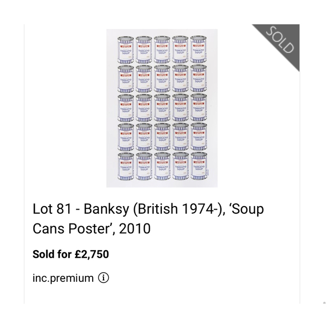 "TESCO VALUE TOMATO SOUP CANS" / BANKSY エンタメ/ホビーの美術品/アンティーク(版画)の商品写真