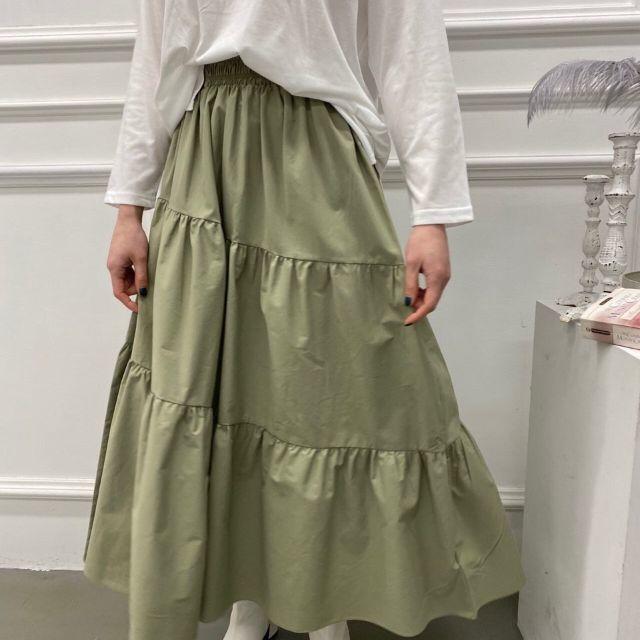 ◆ 新品/即日発送 ◆ ティアードスカート、ロングフレアスカート レディースのスカート(ロングスカート)の商品写真