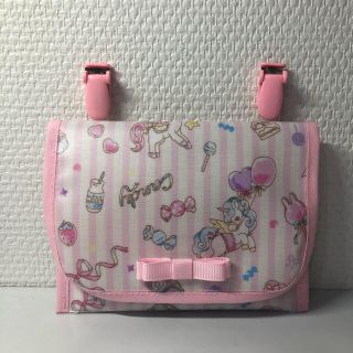 ラミネート移動ポケット♡ストライプユニコーン♡ピンク(外出用品)