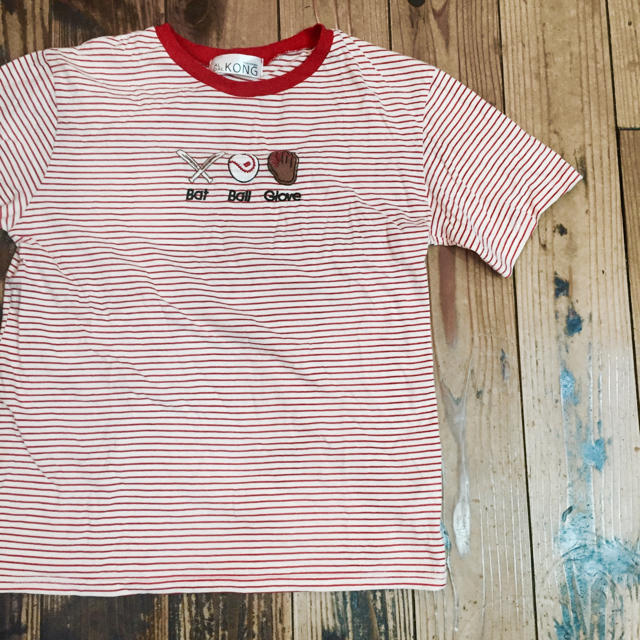 Santa Monica(サンタモニカ)の赤ボーダー野球T レディースのトップス(Tシャツ(半袖/袖なし))の商品写真