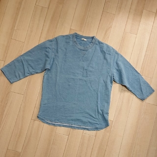 ジーユー(GU)のUSED／ジーユー メンズ クルーネックインディゴ七分袖Tシャツ/rb(Tシャツ/カットソー(七分/長袖))
