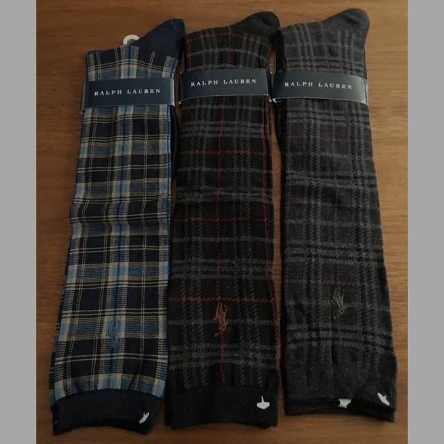 Ralph Lauren(ラルフローレン)のレア　新品　ラルフローレン ハイソックス3足（チェック柄）22-24㎝　ゴルフ レディースのレッグウェア(ソックス)の商品写真