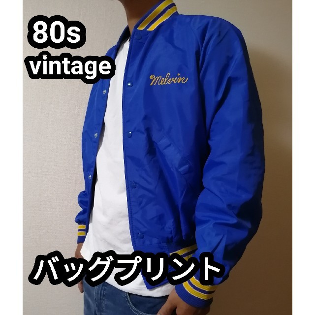 80sヴィンテージナイロンスタジャン USA製 ネイビー Lsize