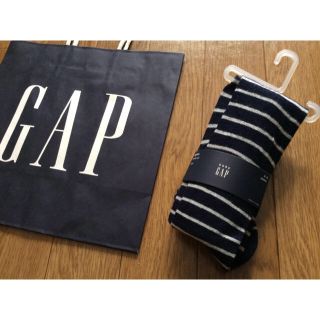 ベビーギャップ(babyGAP)の新品半額以下タグ付ベビーギャップGAPボーダータイツ2-3years100cm紺(靴下/タイツ)