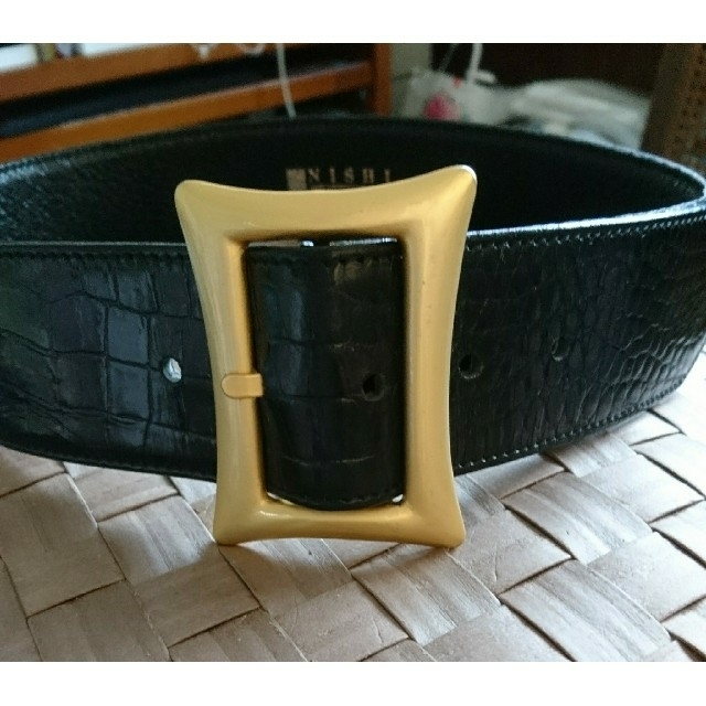 クロコ型押しベルト レディースのファッション小物(ベルト)の商品写真