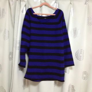 アズールバイマウジー(AZUL by moussy)のAZUL 紫×黒 ボーダーニット 送込♡(ニット/セーター)