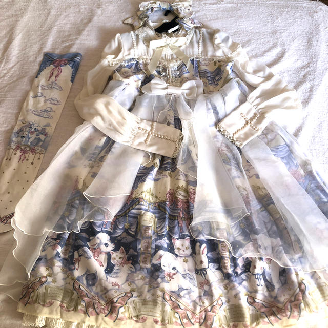 Angelic Pretty(アンジェリックプリティー)のholy theater ワンピース4点セット　ベール付き　アイボリー レディースのワンピース(ひざ丈ワンピース)の商品写真