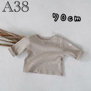 ボーダーボートネックTシャツ  70女の子男の子(Ｔシャツ)