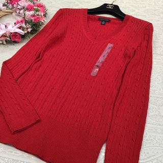 トミーヒルフィガー(TOMMY HILFIGER)のトミーヒルフィガー　♡ ニットセーター　♡ レッド　♡(ニット/セーター)