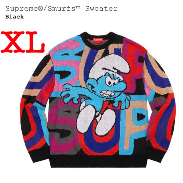 【XL】supreme smurfs sweater セーター black 黒