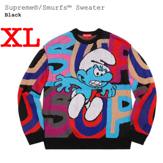 シュプリーム(Supreme)の【XL】supreme smurfs sweater セーター black 黒(ニット/セーター)