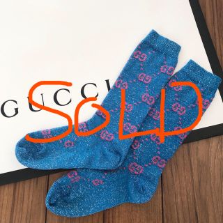 【美品】グッチ ラメ ファブリック GG ソックス ハイソックス ブラック Q6