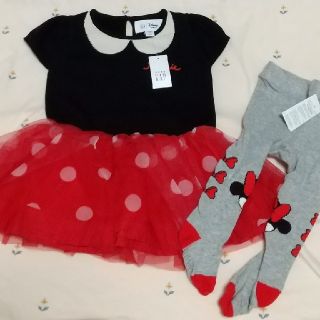 ベビーギャップ(babyGAP)の新品 ベビーギャップ ミニーちゃんワンピース&ミニーちゃんタイツ80(ワンピース)