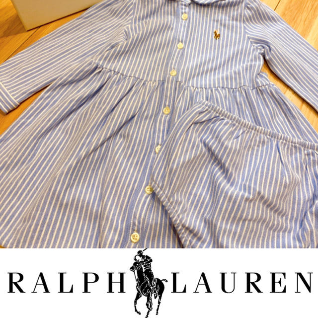 POLO RALPH LAUREN(ポロラルフローレン)のラルフローレン  ストライプド オックスフォード ドレス＆パンツ キッズ/ベビー/マタニティのベビー服(~85cm)(ワンピース)の商品写真