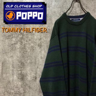 トミーヒルフィガー(TOMMY HILFIGER)の【きゅう様専用】トミーヒルフィガー☆袖フラッグ刺繍ダブルボーダーコットンニット(ニット/セーター)