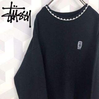 ステューシー(STUSSY)の【Stussy】ワンポイント リブデザイン スウェットシャツ ブラック S(スウェット)