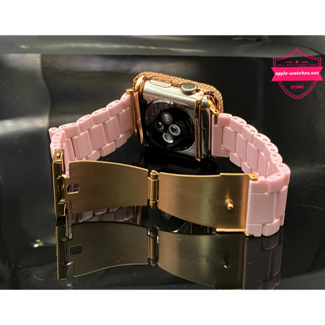 38mm用○アップルウォッチ用ローズカバーピンクセラミックベルト