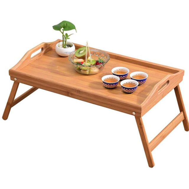 朝食トレイテーブル 竹製 折りたたみ式 インテリア/住まい/日用品の机/テーブル(折たたみテーブル)の商品写真