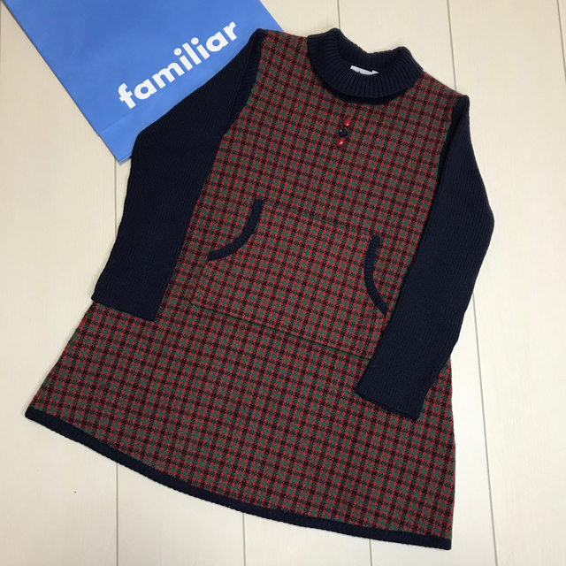 【美品】familiar ニットワンピース 120