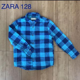 ザラキッズ(ZARA KIDS)のZARA BOYS ザラボーイズ チェックシャツ 青 128(ブラウス)