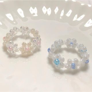 シンプルリング　ビーズリング　비즈반지　ハンドメイド(リング)